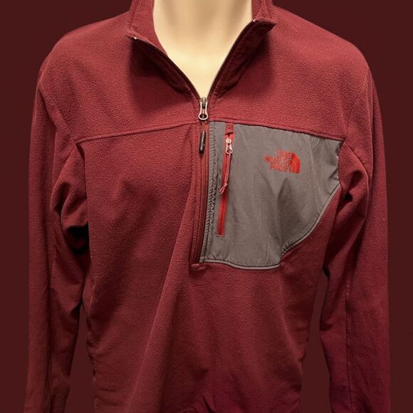 The North Face Tech 100 Half Zip Fleece Sweater Rust/Gray Size Medium - Picture 1 of 4